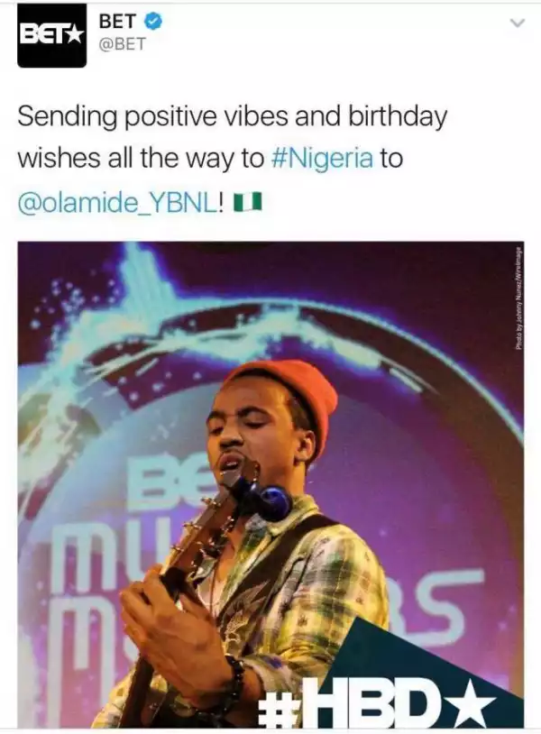 Apparently It Seems BET Does Not Know What Olamide Looks Like!